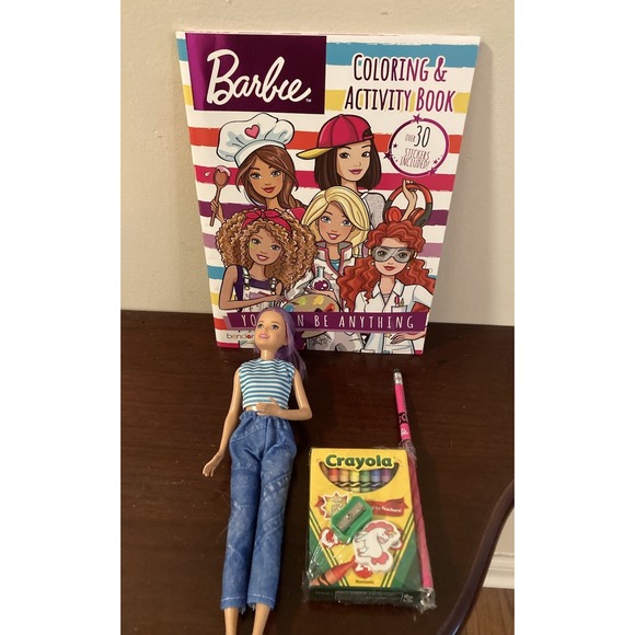 Barbie Lot Skipper Babysitters Doll Brown  Purple Hair 2010 Activity Book Crayon - Picture 1 of 4